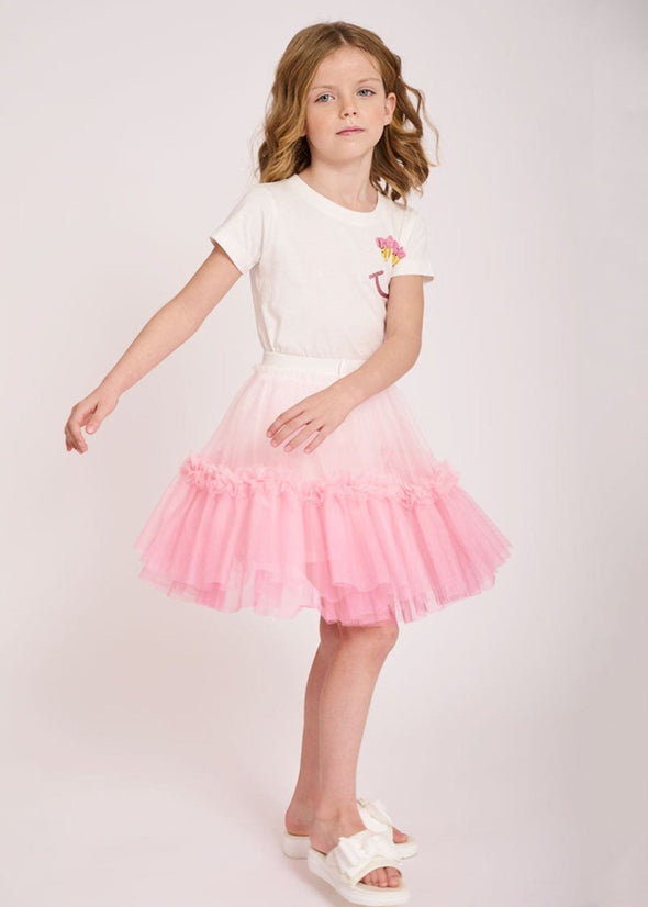 Angel's Face Girls Shannon Snowdrop White & Pink Ombre Skirt | HONEYPIEKIDS | Kids Boutique Clothing