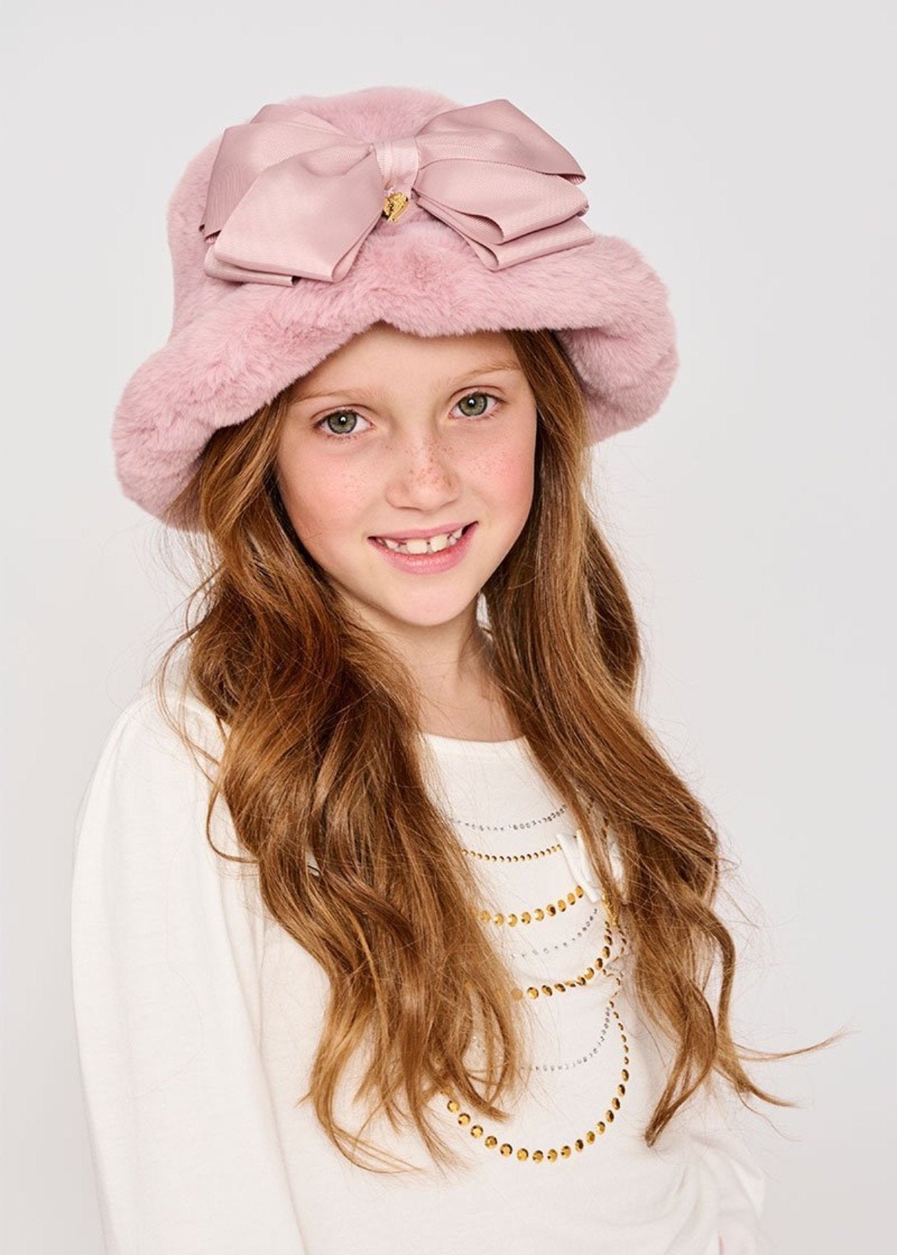 Angel's Face Girls Tea Rose Maura Faux Fur Bucket Hat | HONEYPIEKIDS 