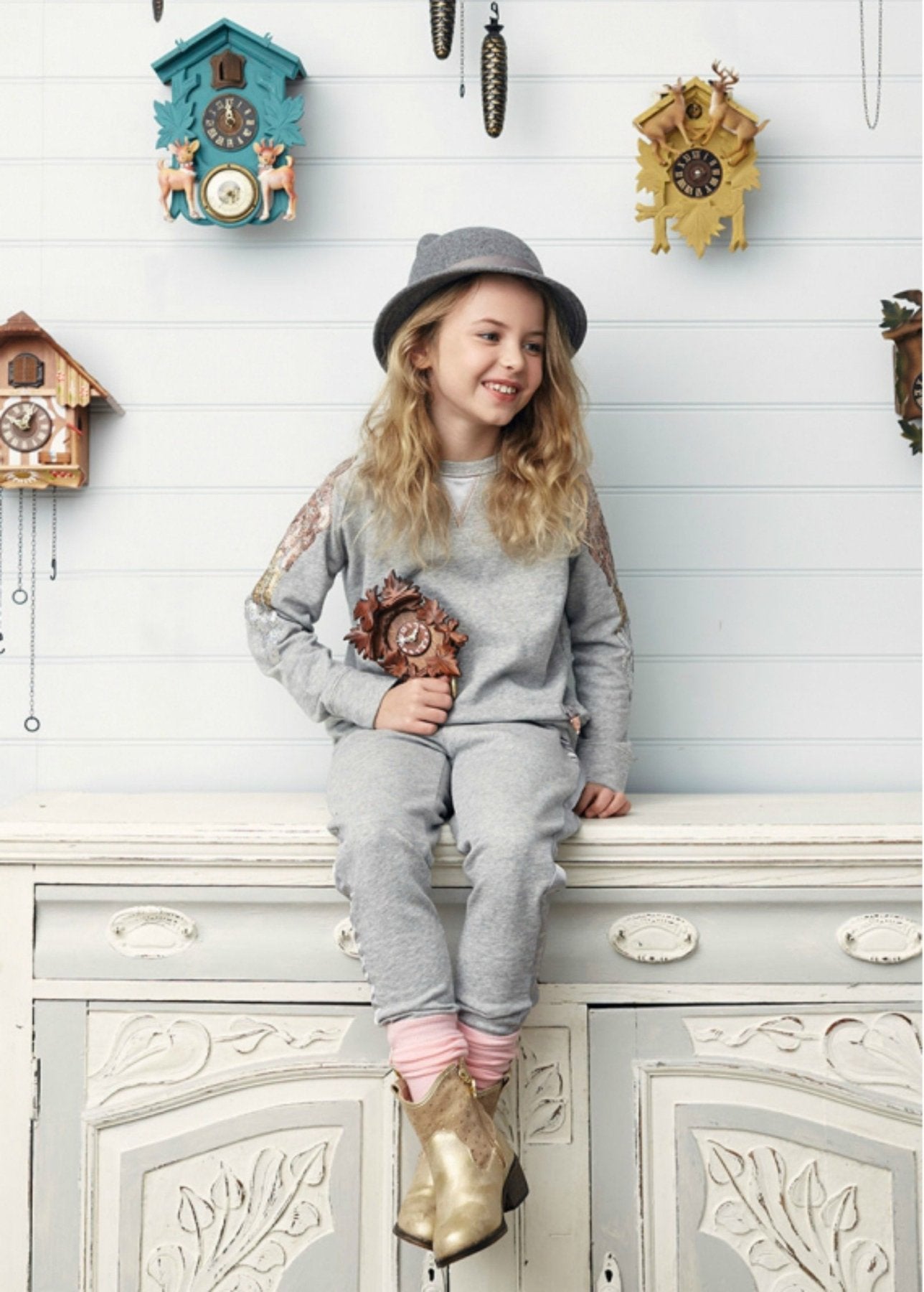Angel's Face Girls Wings Flo Long Sleeve Sweat Top in Grey Marl | HONEYPIEKIDS 