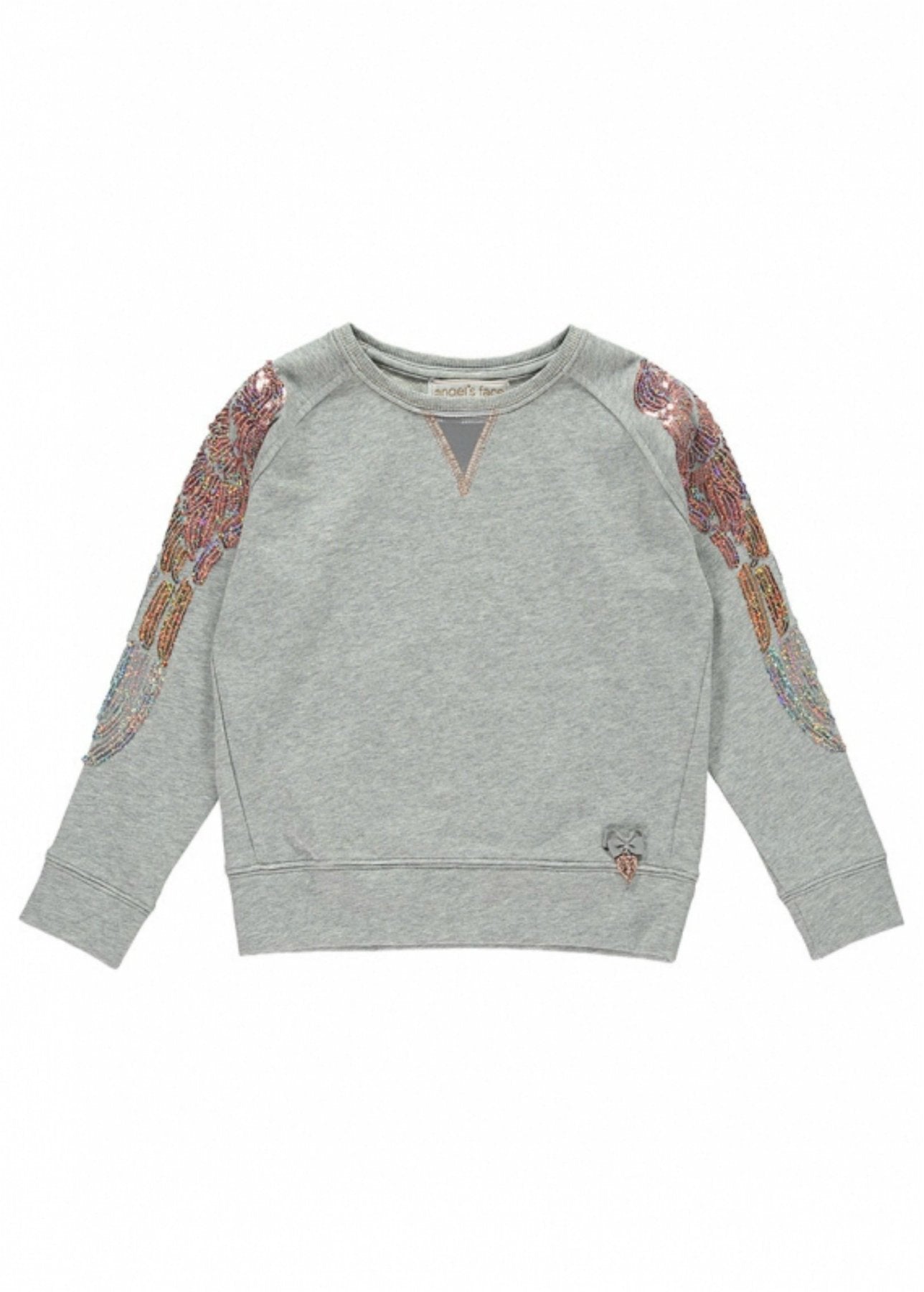 Angel's Face Girls Wings Flo Long Sleeve Sweat Top in Grey Marl | HONEYPIEKIDS 