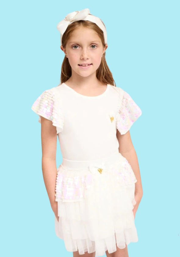 Angel's Face Girls SNOWDROP Sequin Ziggy Skirt | HONEYPIEKIDS | Kids Boutique Clothing