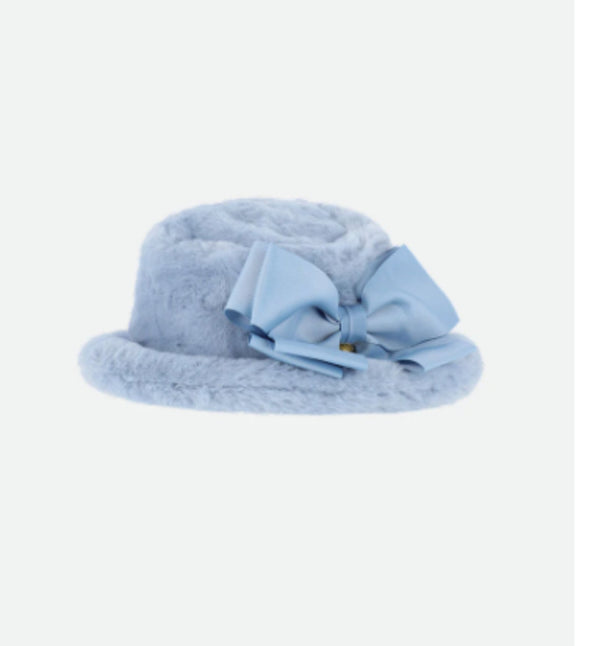 Angel's Face Misty Blue Maura Faux Fur Bucket Hat | HONEYPIEKIDS | Kids Boutique Clothing