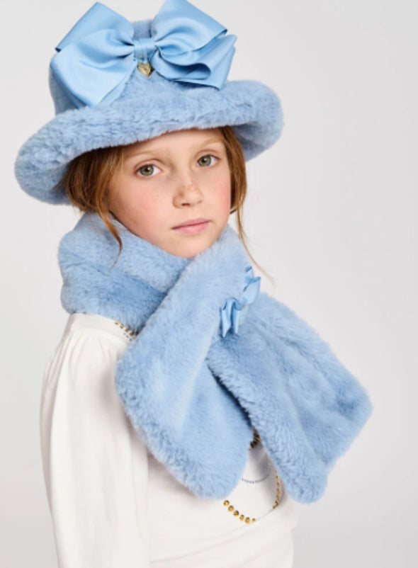 Angel's Face Misty Blue Maura Faux Fur Bucket Hat | HONEYPIEKIDS | Kids Boutique Clothing