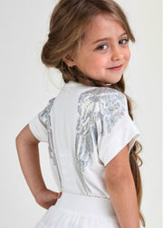 Angel's Face Short Sleeve Slouch Wings Top in Snow Drop White | HONEYPIEKIDS 