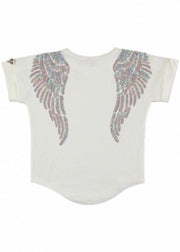 Angel's Face Short Sleeve Slouch Wings Top in Snow Drop White | HONEYPIEKIDS 