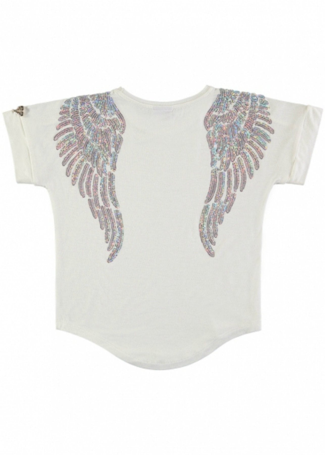Angel's Face Short Sleeve Slouch Wings Top in Snow Drop White | HONEYPIEKIDS 