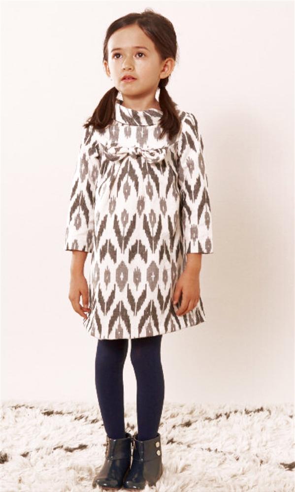 Anthem of the Ants Girls Bow Party Dress in Birchwood Pattern | HONEYPIEKIDS 