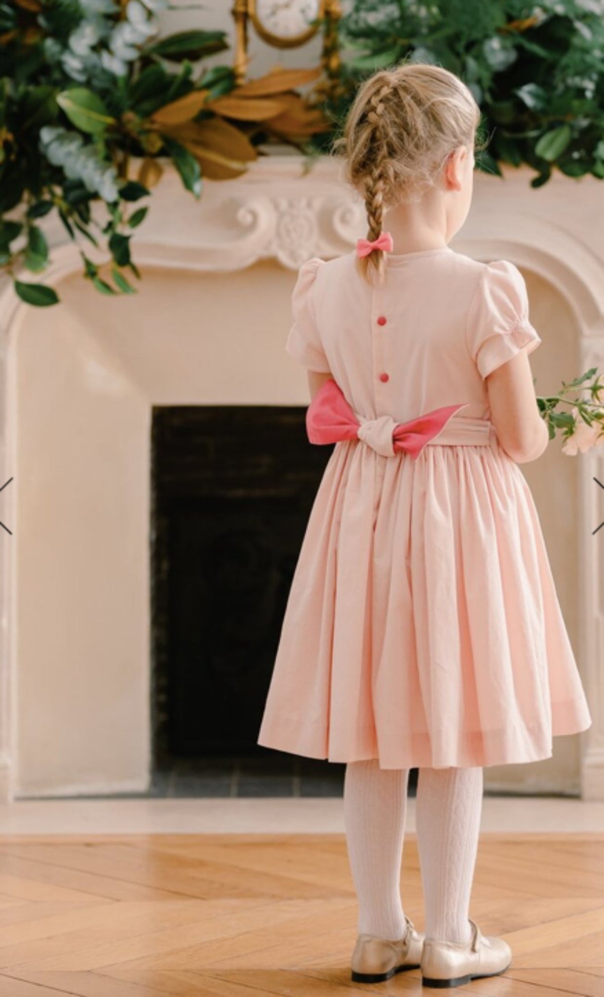infant smocked dresses sale Antoinette Paris INES Pink Cord Hand Dress Open Back Dresses BHLDN Alice High-Neck Satin smocked detailing across the Color:Dusty Rose  (RosyBrown)