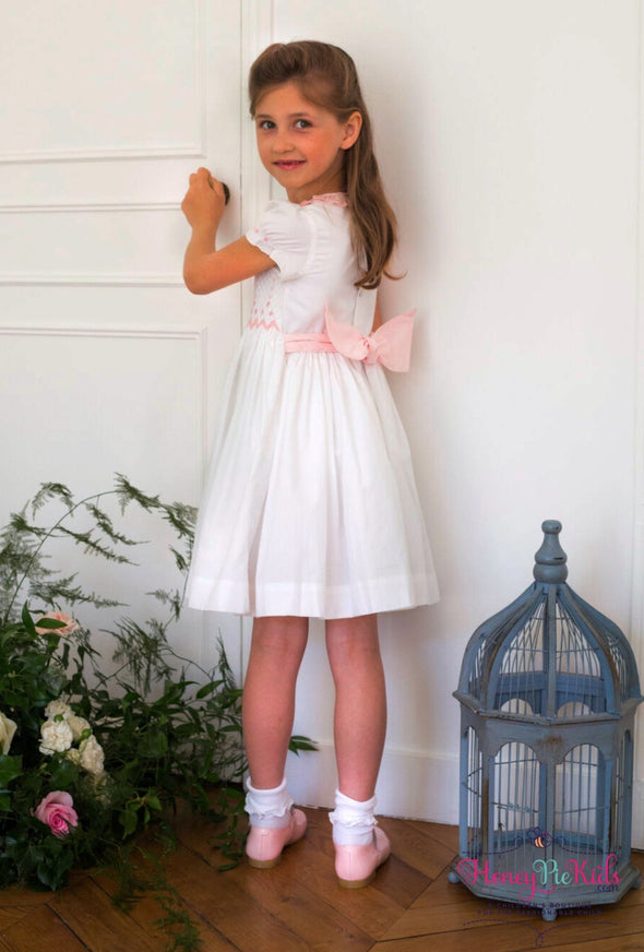 Antoinette Paris Infant & Toddler Valse Pink Hand Smocked Dress | HONEYPIEKIDS | Kids Boutique Clothing