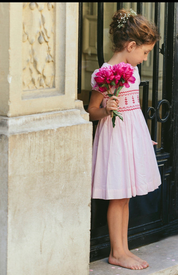 Antoinette Paris Infant & Toddler Pink Hand Smocked Princess Charlotte Dress | HONEYPIEKIDS.COM