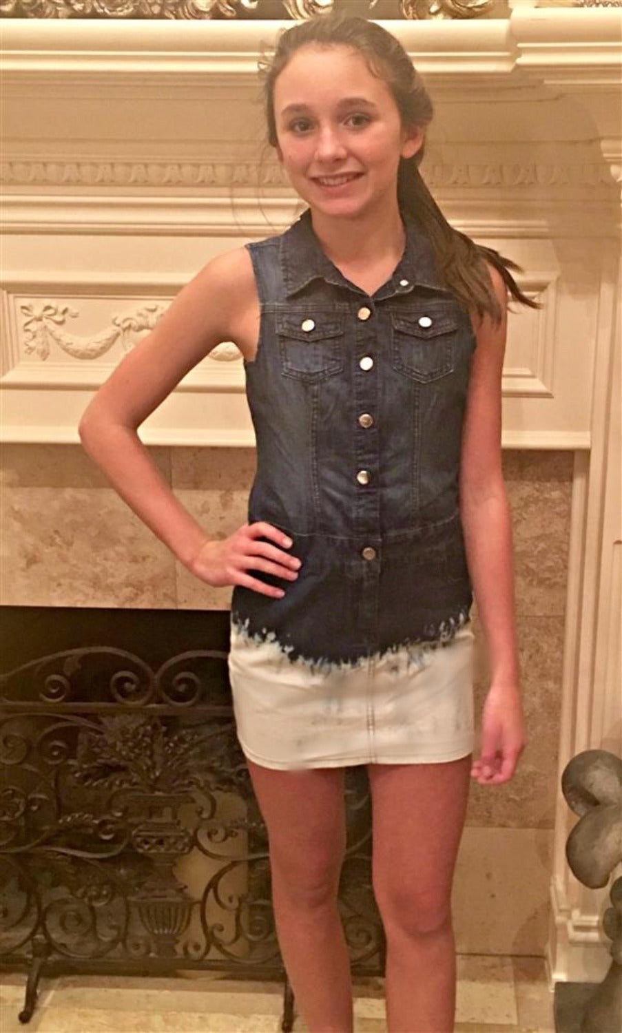 white christmas dresses Bleached Denim Layered Dress