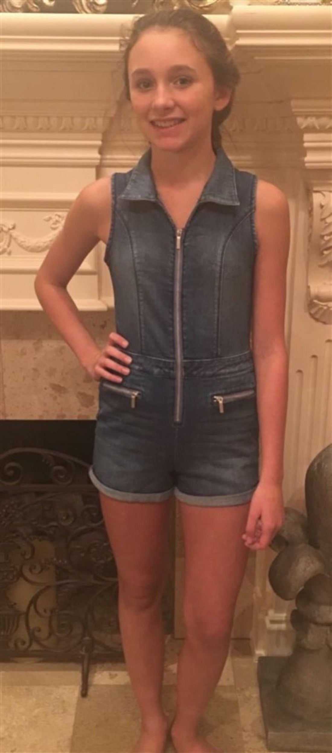 Bebe Girls Zipper Denim Romper | HONEYPIEKIDS 