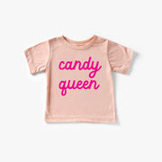 Candy Queen Girls Shirt - Peach / Hot Pink | HONEYPIEKIDS 