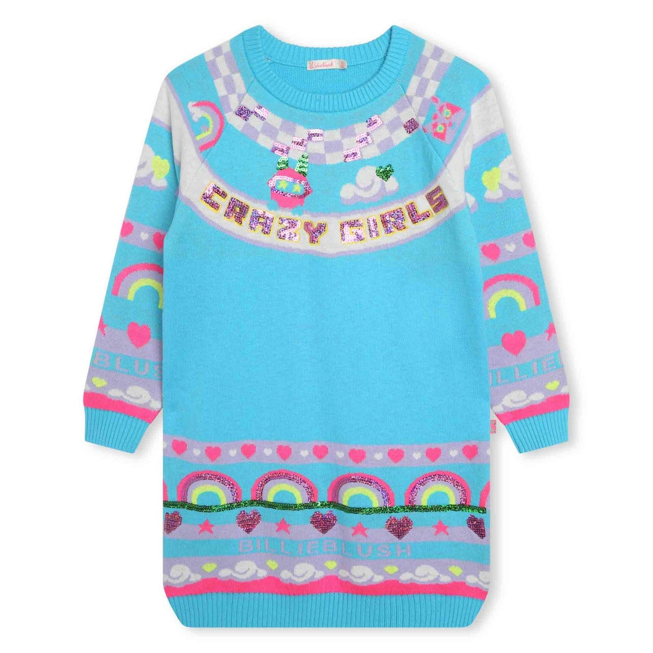 Billieblush Blue Crazy Girls Knit Dress | HONEYPIEKIDS 