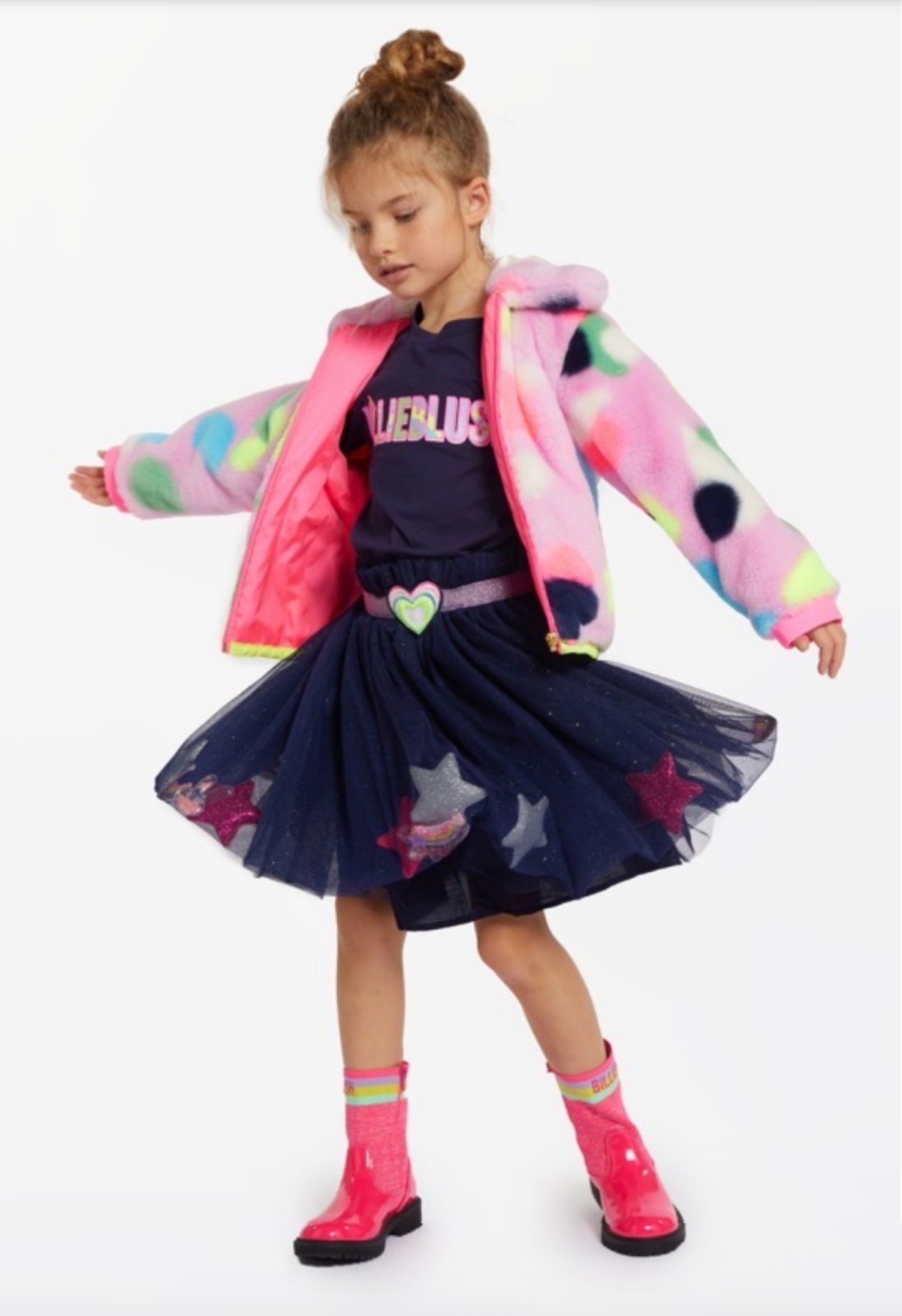 Billieblush Girls Exceptional Navy Heart & Star Tulle Skirt | HONEYPIEKIDS 
