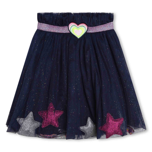 HONEYPIEKIDS | Billieblush Girls Exceptional Navy Heart & Star Tulle Skirt