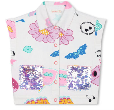 Billieblush Girls Flower Print Twill Vest | HONEYPIEKIDS