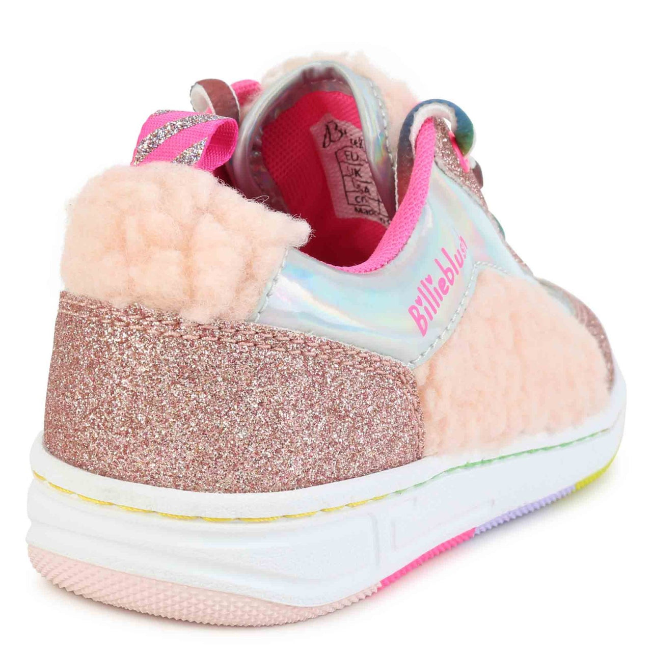 Billieblush Girls Iridescent Glitter & Faux Fur Sneakers | HONEYPIEKIDS 
