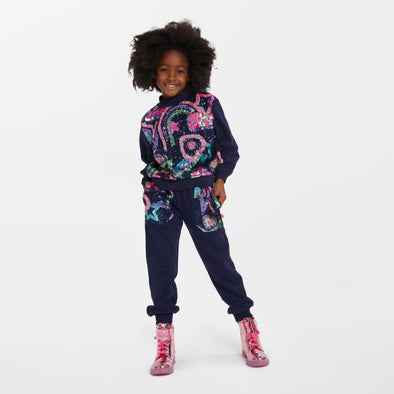 HONEYPIEKIDS | Billieblush Girls Navy Sequin Stars Sweater and Jogger Set