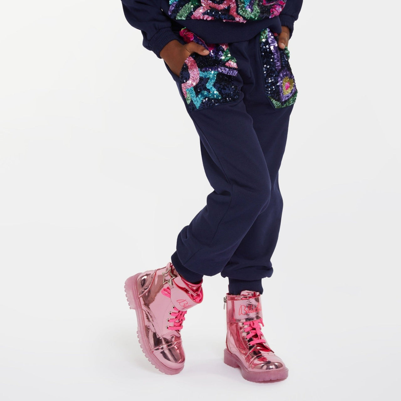 Billieblush Girls Navy Sequin Stars Sweater and Jogger Set | HONEYPIEKIDS 
