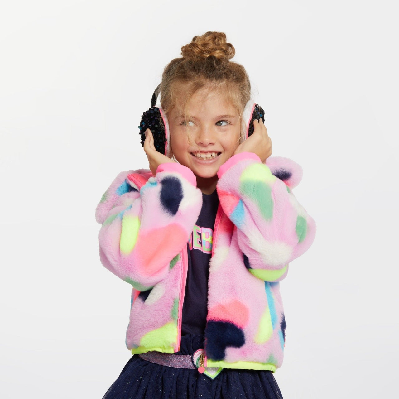 Billieblush Girls Pink Abstract Faux Fur Coat | HONEYPIEKIDS 