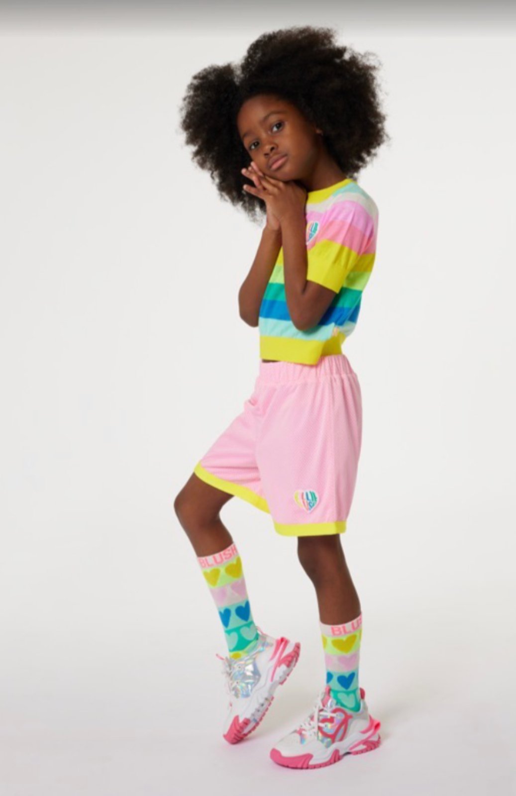 Billieblush Girls Striped Jacquard Heart Mid Socks | HONEYPIEKIDS 