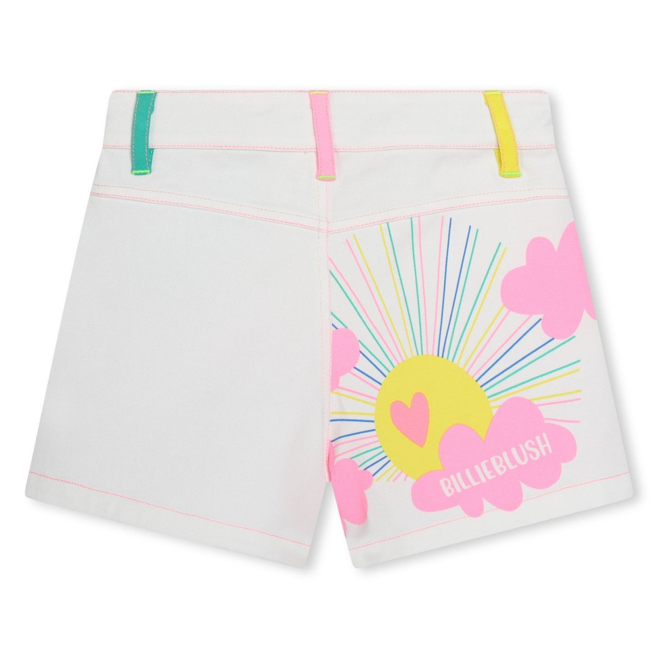 Billieblush Girls White and Neon Sunny Print Twill Shorts | HONEYPIEKIDS 