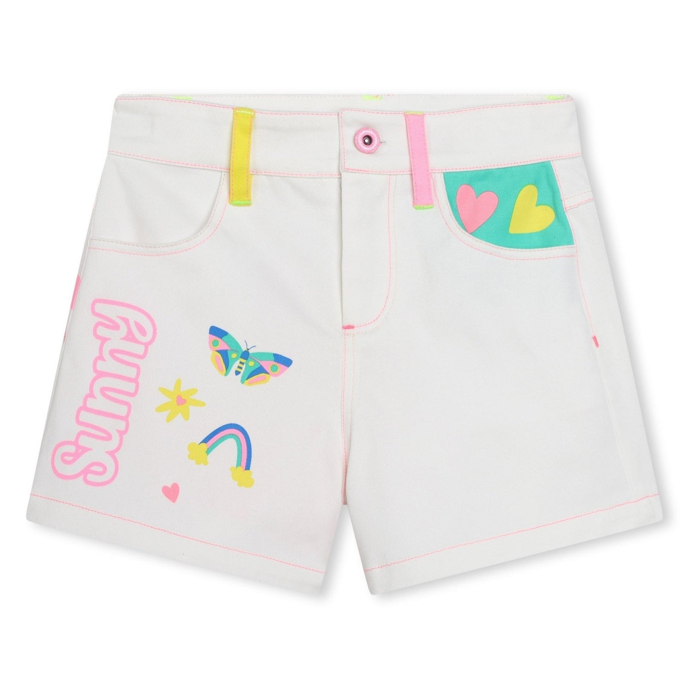 Billieblush Girls White and Neon Sunny Shorts