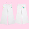 Billieblush Girls White Multicolored Button Wide Leg Pants | HONEYPIEKIDS.COM