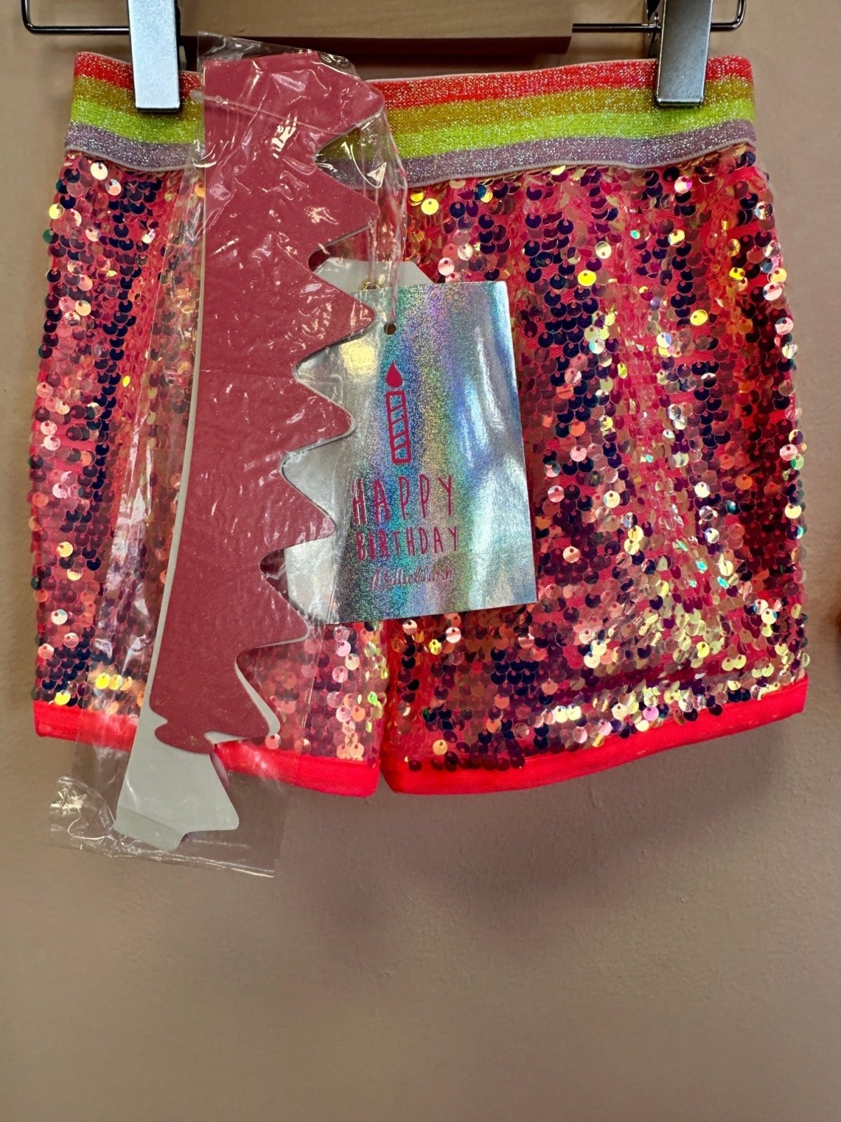 Billieblush Pink Sequin Shorts With Glittered Crown | HONEYPIEKIDS 