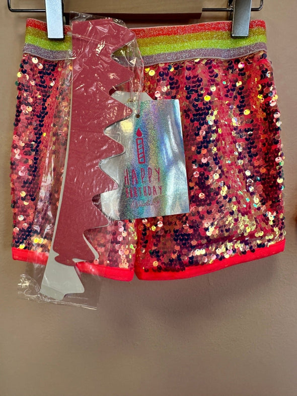 Billieblush Girls Glittered Crown Pink Sequin Shorts | HONEYPIEKIDS.COM