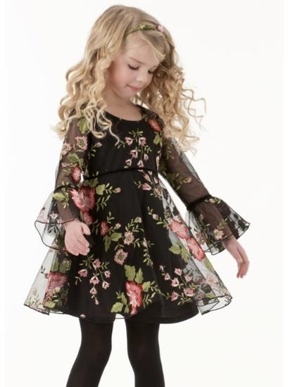 Biscotti Black Floral Swing Dress | HONEYPIEKIDS 