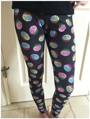 Black Cupcake Printed Leggings | HONEYPIEKIDS 