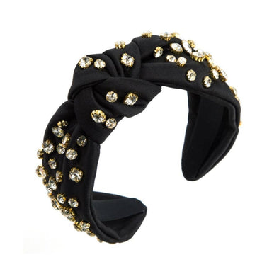 HONEYPIEKIDS | Black Fabric Top Knot Rhinestone Adorned Headband