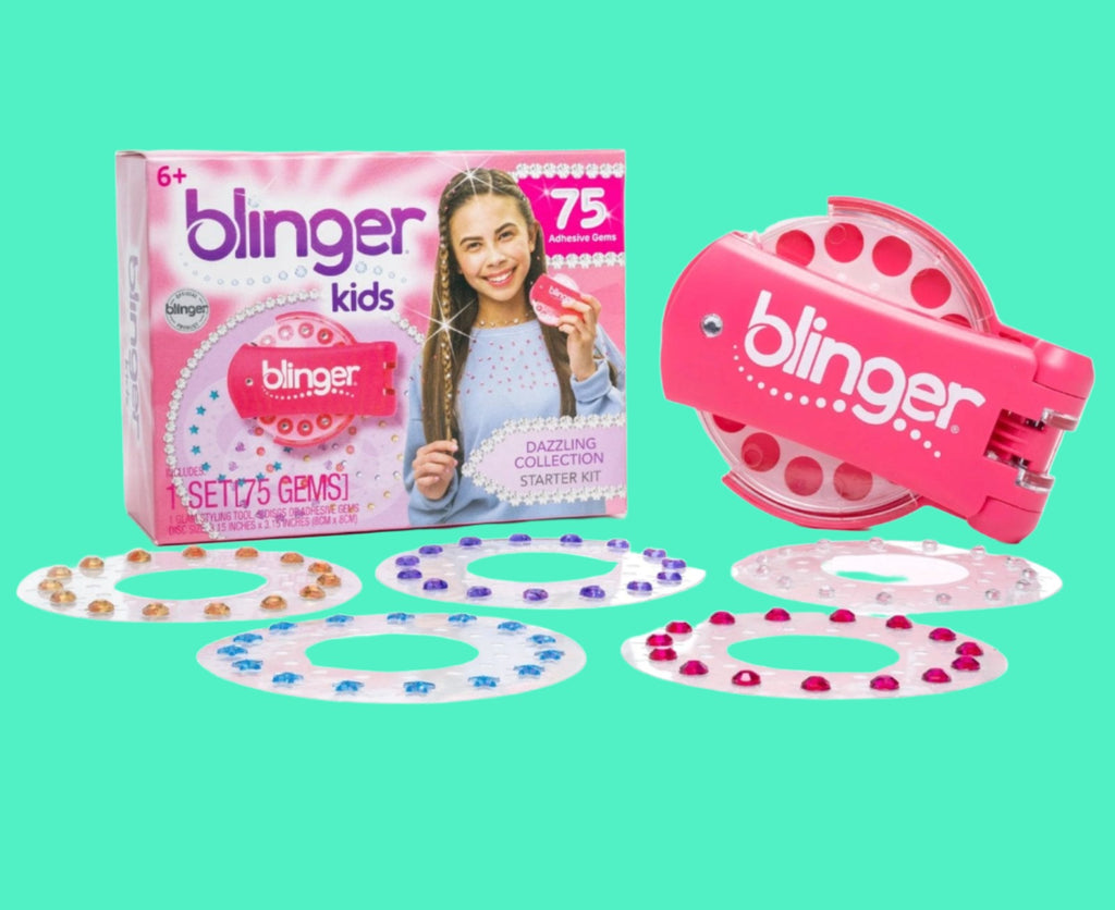  blinger Starter Kit, Women's Hair Styling Tool + 75  Precision-Cut Glass Crystals, Bling Hair in Seconds! Bedazzling  Multi-Faceted Gems, Hair-Safe – Bling In Brush Out