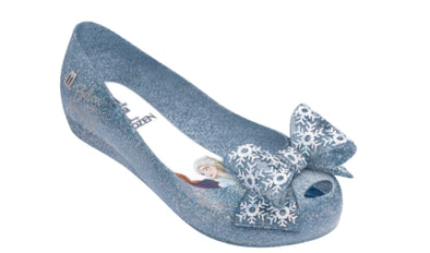Mini Melissa Girls Frozen Ultra 25 Youth Pearl Blue Glitter Bow Shoes | HONEYPIEKIDS 