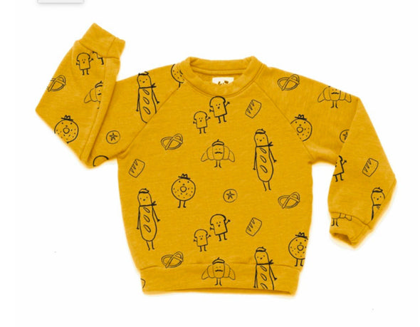 Kira Kids Infant & Youth Golden Bread Print Raglan Organic Sweatshirt | HONEYPIEKIDS | Kids Clothing