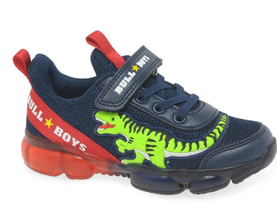 Bull BOYS Light Up Navy and Red Dinosaur Sneakers | HONEYPIEKIDS | Kids Boutique Clothing