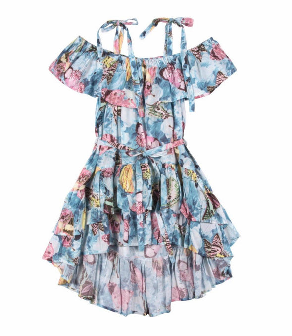 Paper Wings Vintage Butterfly Roses Girls Frilled Dress | HONEYPIEKIDS | Kids Boutique Clothing