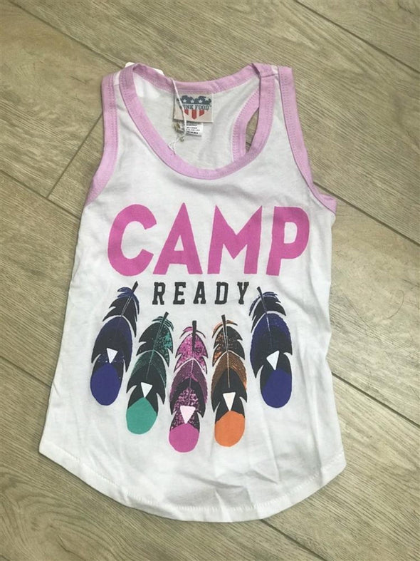 Junk Food Girls Camp Ready Sleeveless T Shirt | HONEYPIEKIDS | Kids Summer Camp Shirts