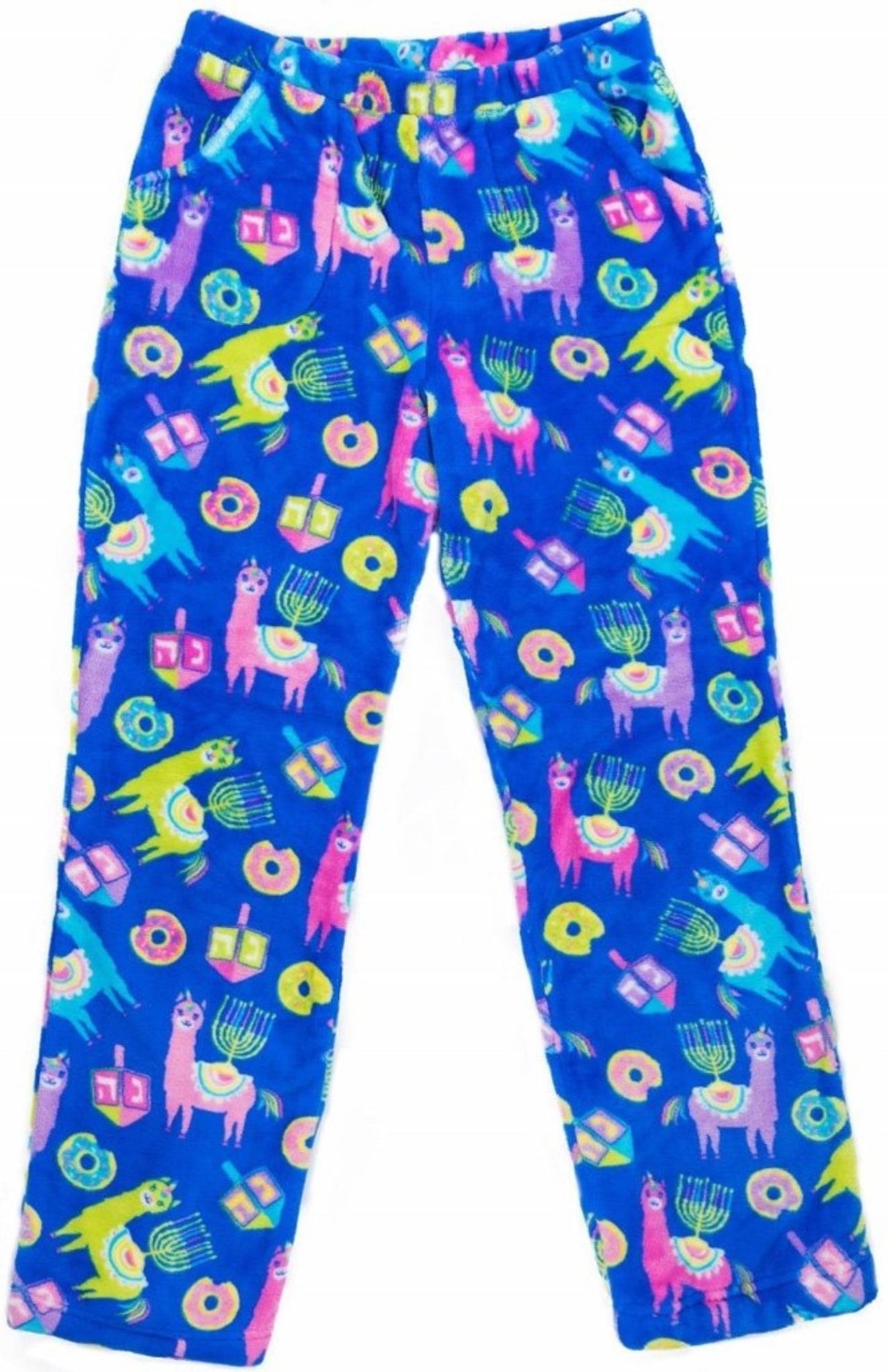 Candy Pink Fleece Pajama Bottoms in Llamakah Pattern | HONEYPIEKIDS 