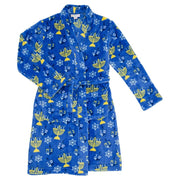 Candy Pink Fleece Robe in Chanukah Pattern | HONEYPIEKIDS 