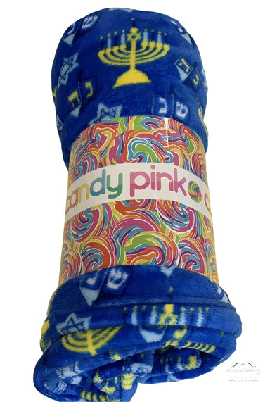 Candy Pink Girls Fleece Blanket in Chanukah Pattern | HONEYPIEKIDS | Kids Boutique Clothing