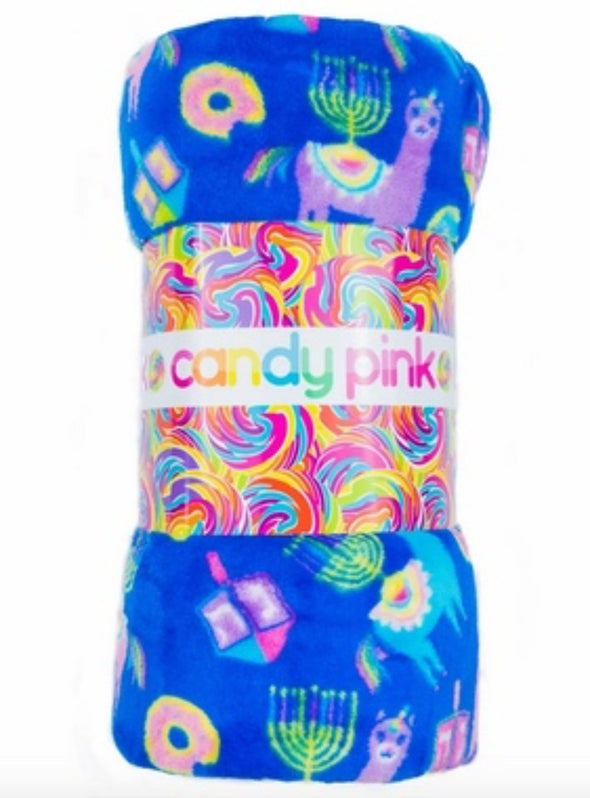 Candy Pink Girls Fleece Blanket in Llamakah Pattern | HONEYPIEKIDS | Kids Boutique Clothing