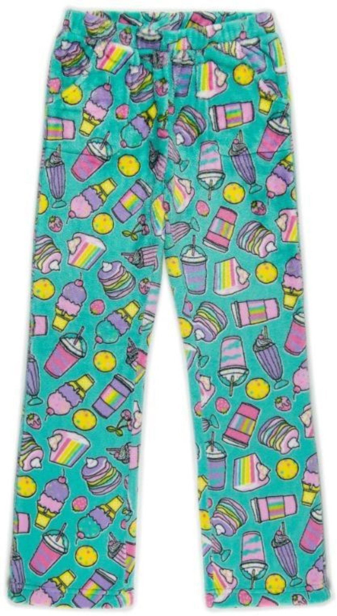 Candy Pink Girls Rainbow Food Fleece Pajama Bottoms | HONEYPIEKIDS 