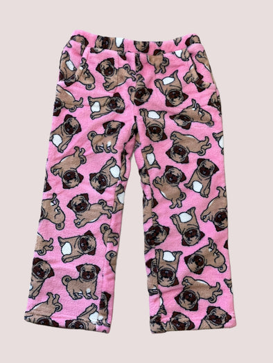 Candy Pink Girls Fleece Pajama Pants in Pug Dog Pattern | HONEYPIEKIDS | Kids Boutique Clothing
