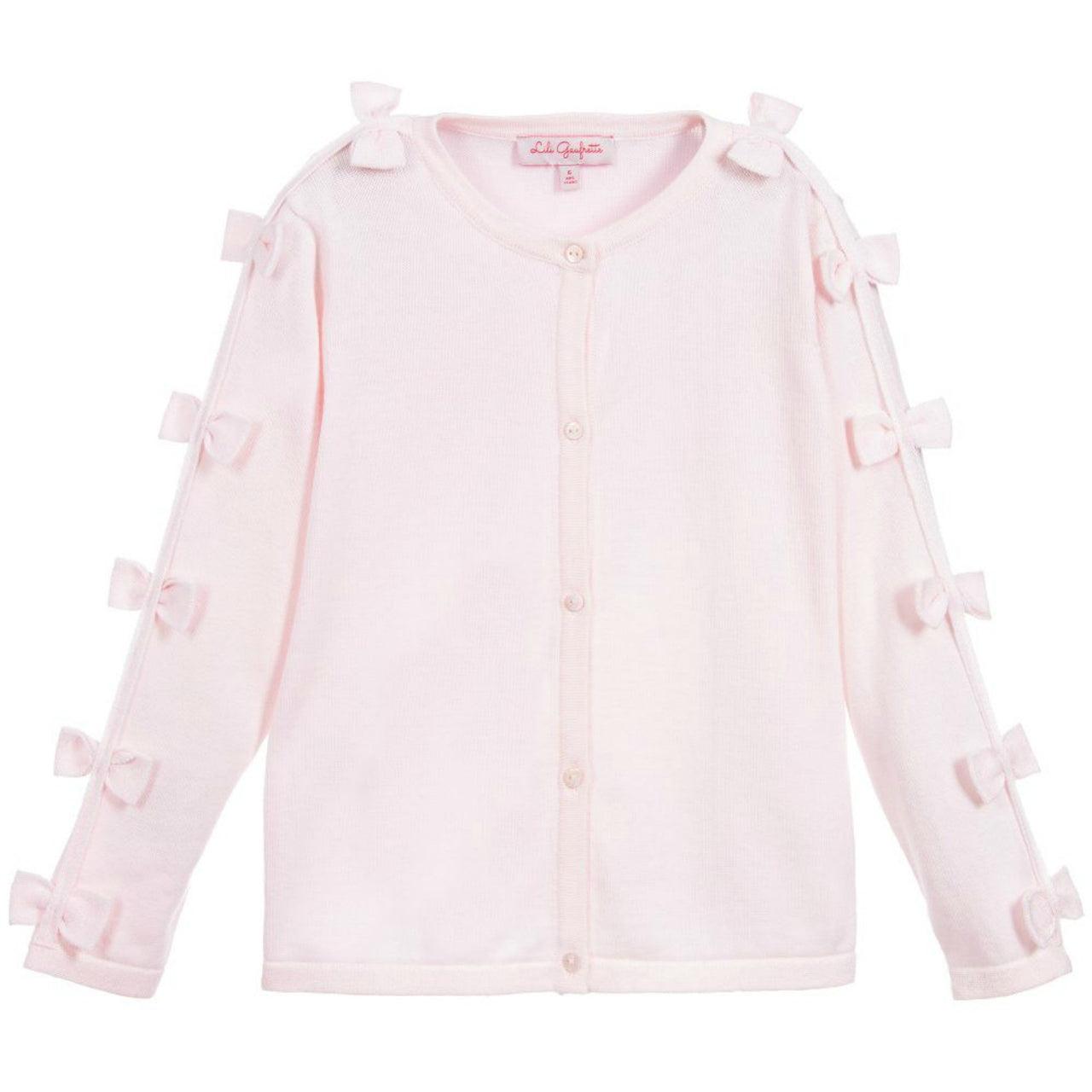Lili Gaufrette Infant to Youth Girls Pink Knit Bow Cardigan | HONEYPIEKIDS 