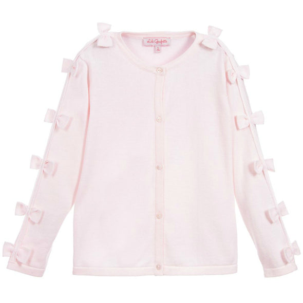 Lili Gaufrette Infant to Youth Girls Pink Knit Bow Cardigan | HONEYPIEKIDS | Kids Boutique Clothing