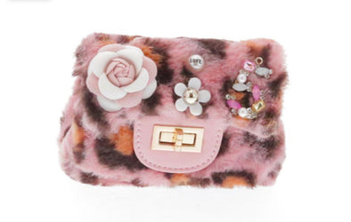 Doe a Dear Pink & Brown Cheetah Faux Fur Mini Purse | HONEYPIEKIDS | Kids Boutique Clothing