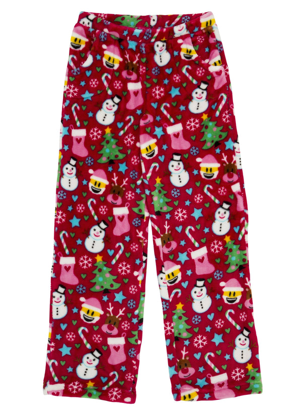 Candy Pink Fleece Pajama Bottoms in CHRISTMAS Pattern | HONEYPIEKIDS | Kids Boutique Clothing